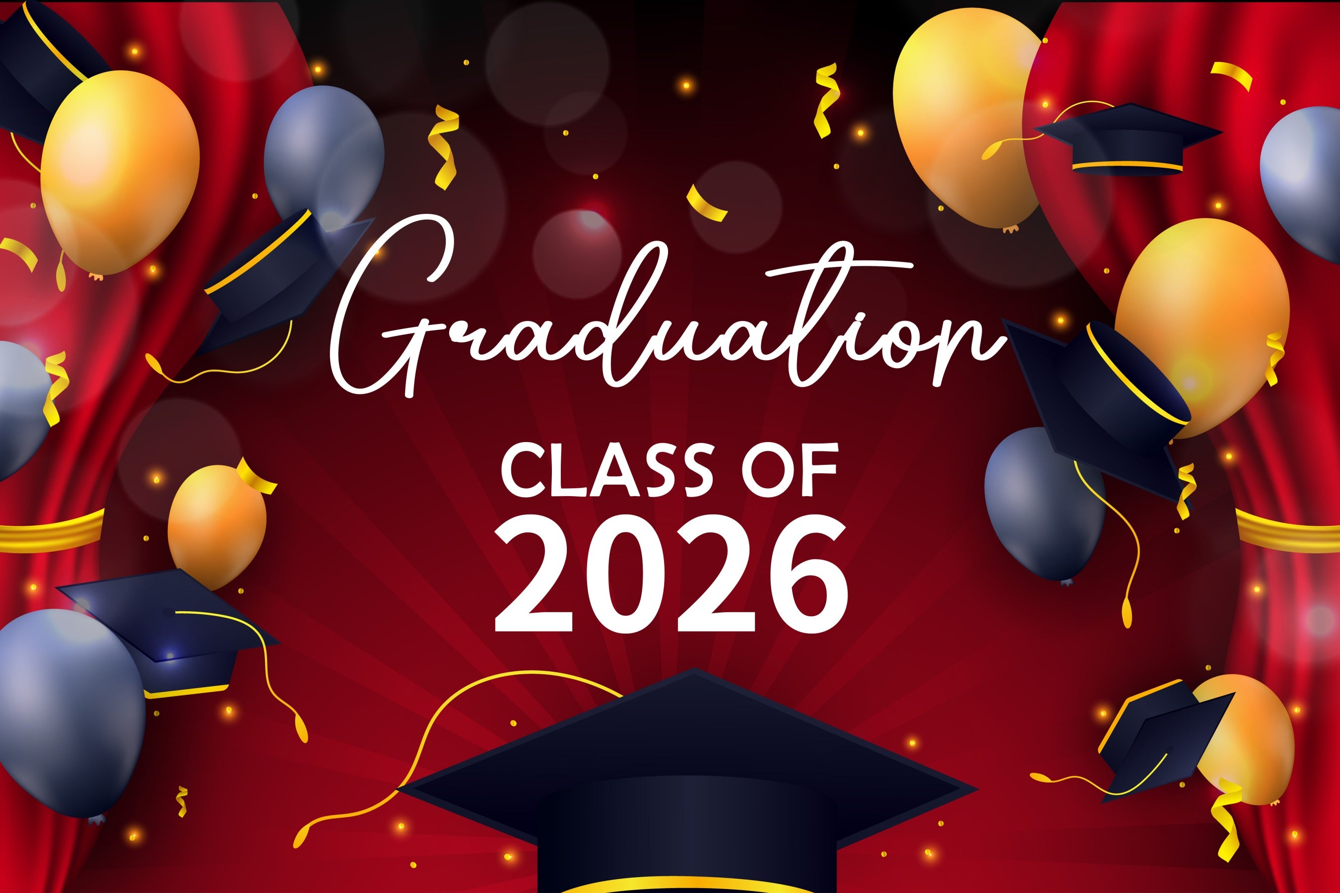 Graduation Backdrops Golden Balloon Elegant Graduation Party Backdrop BRP2-252