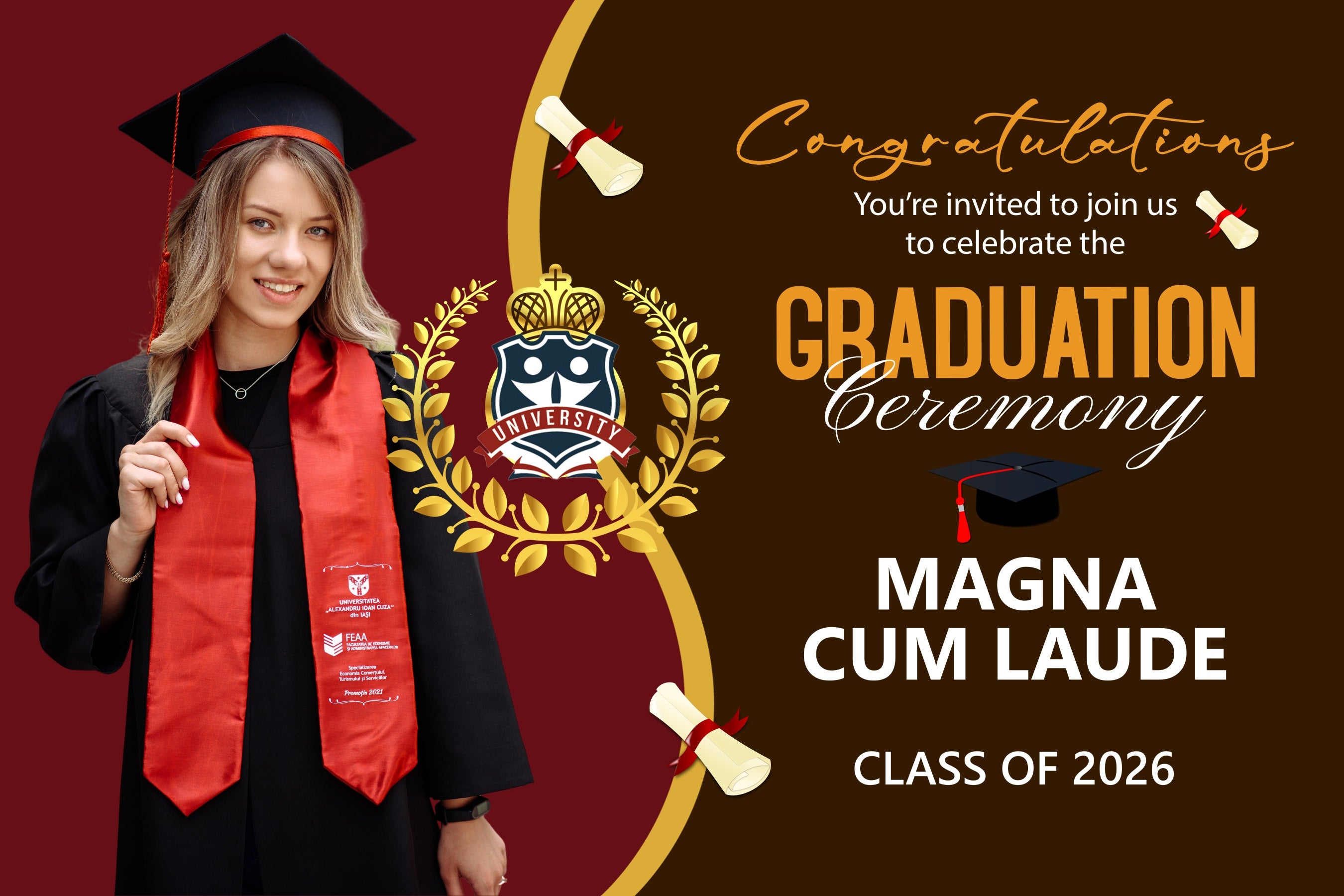 Customized Graduation Backdrop University Honors Graduation Party Backdrop BRP2-282