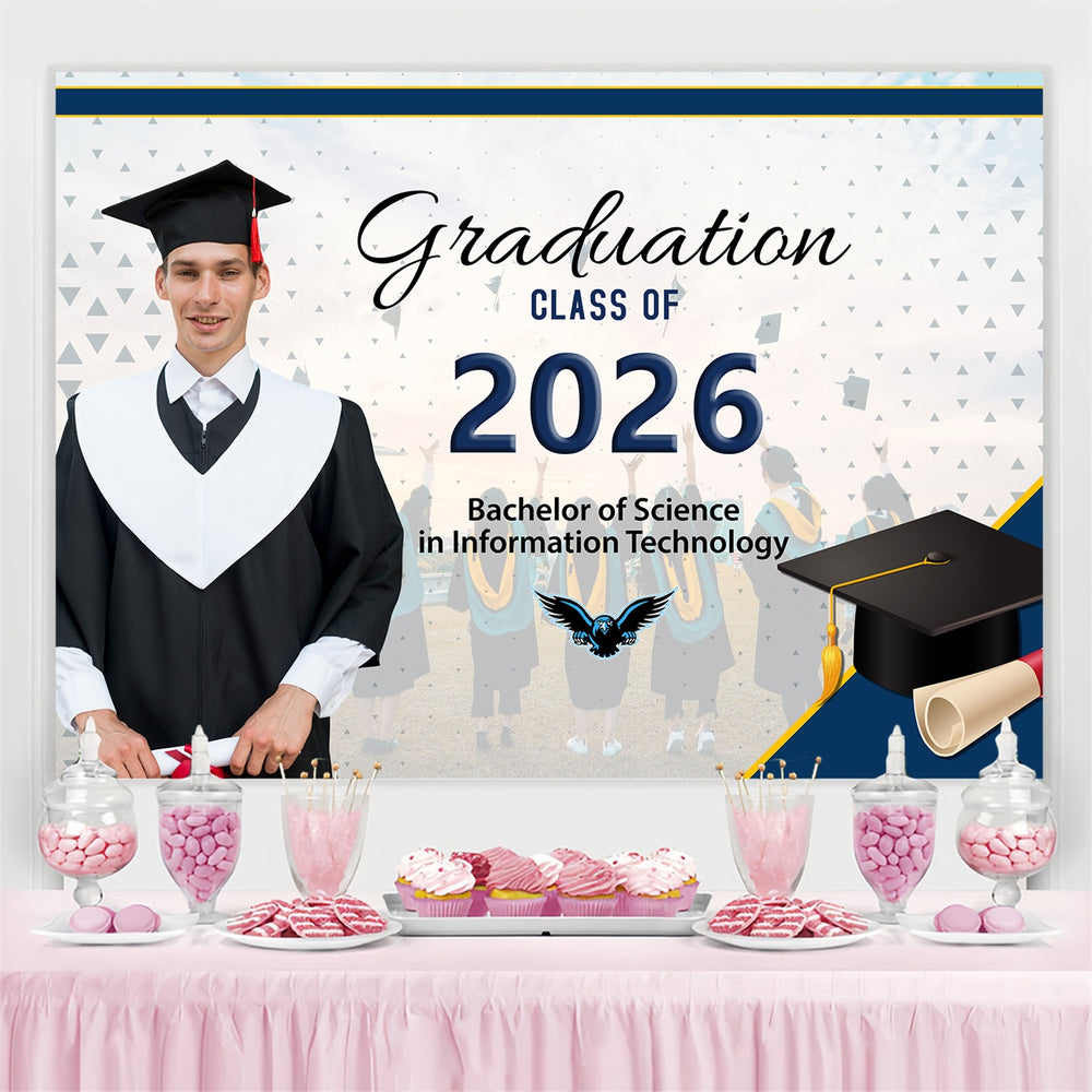 Custom Graduation Backdrop Information Technology Graduation Party Bac