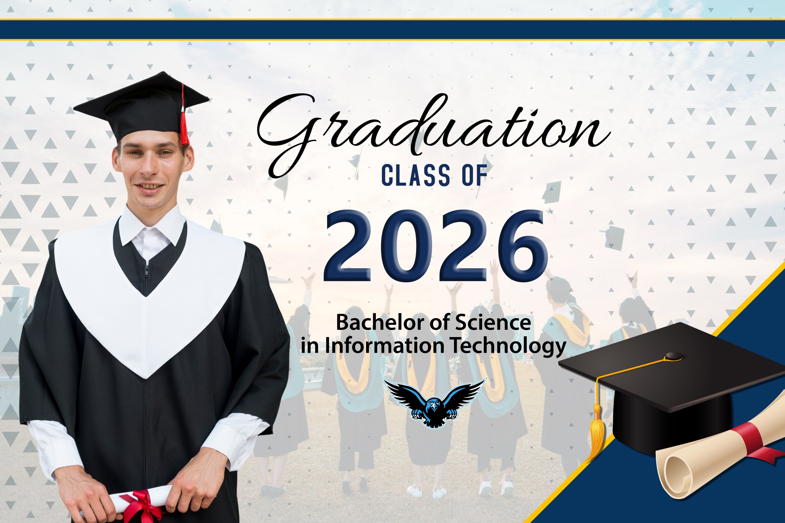 Custom Graduation Backdrop Information Technology Graduation Party Backdrop BRP2-288