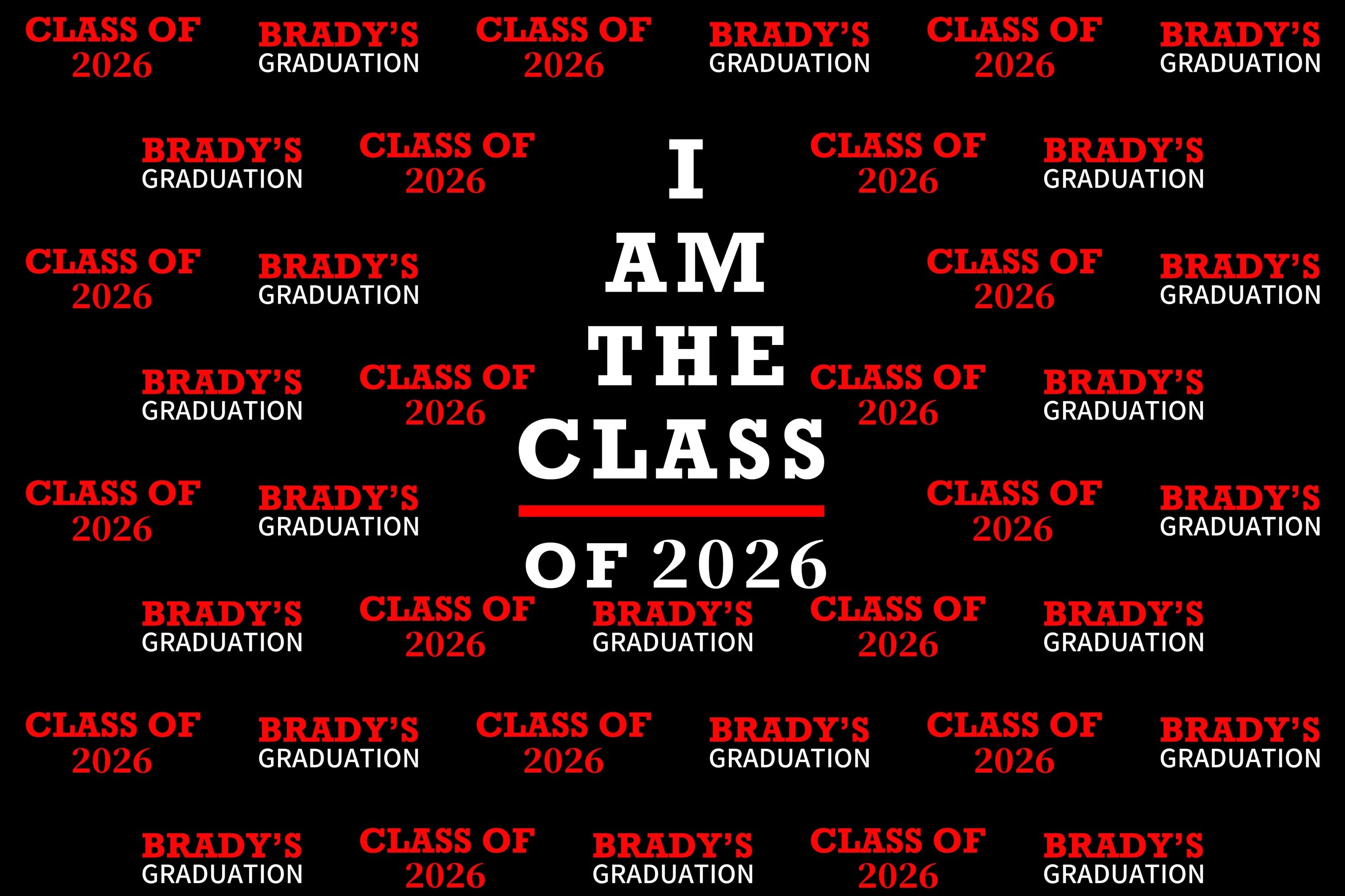 Personalized Graduation Backdrop Bold Red Black Graduation Party Backdrop BRP3-10