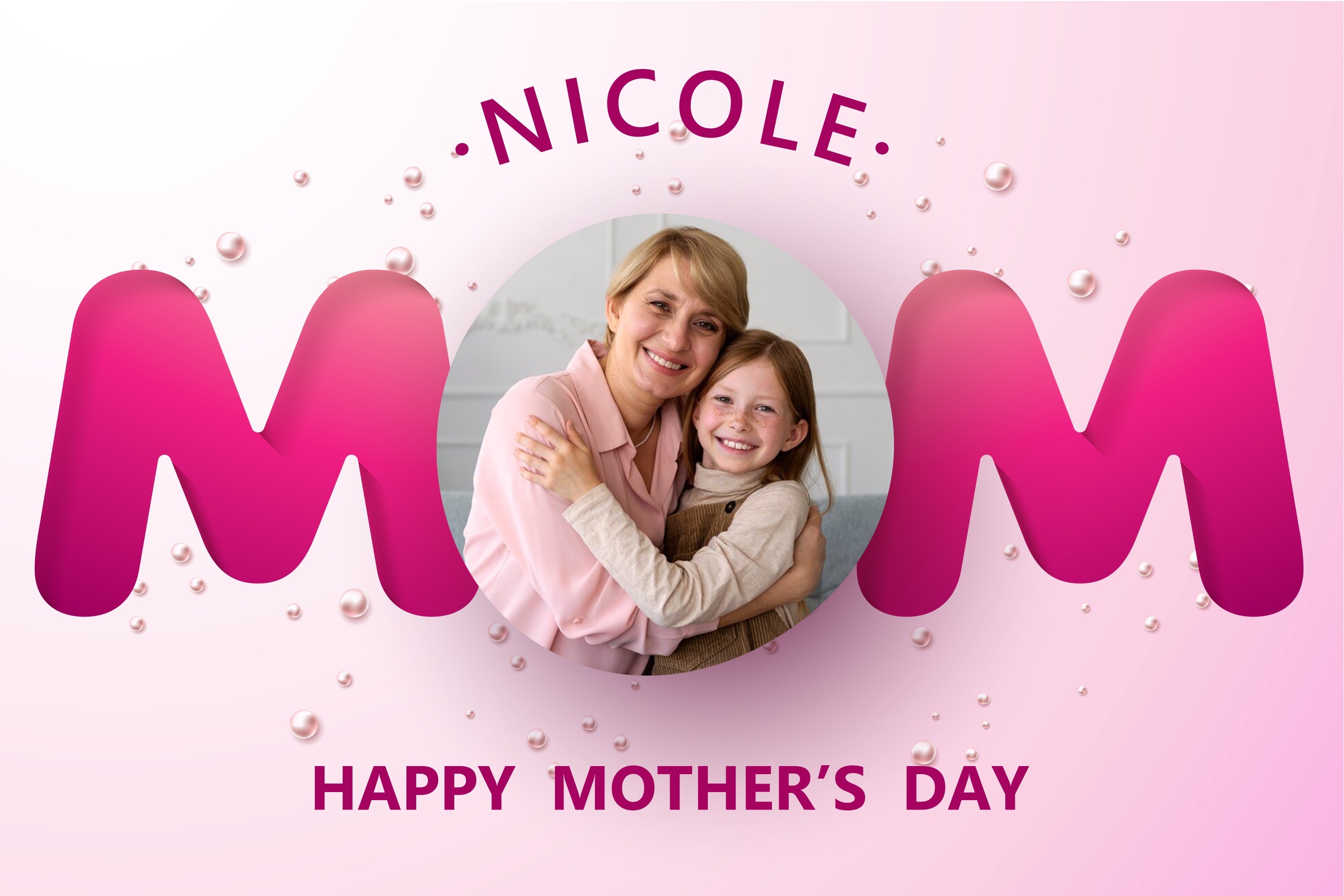 Mothers Day Backdrops Pink Pearls Letter Custom Backdrop BRP3-112