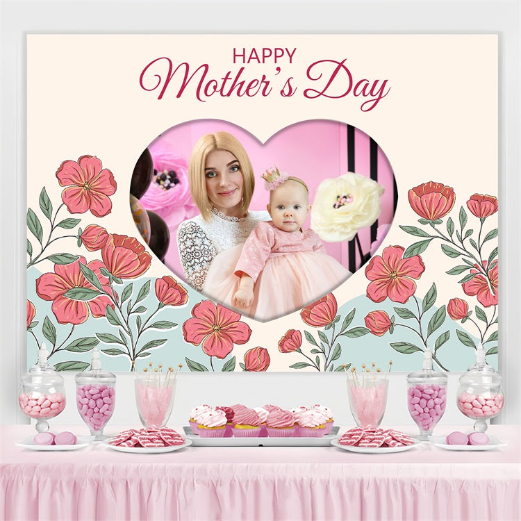 Backdrops For Mother's Day Heart Shaped Floral Customized Backdrop BRP3-114