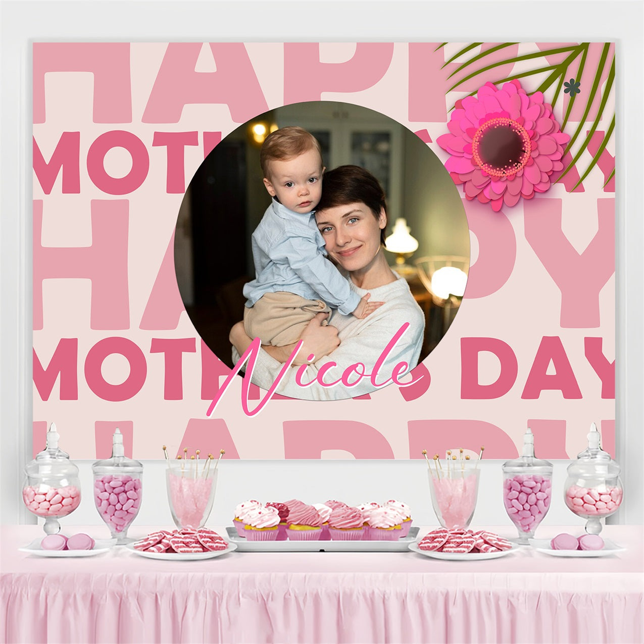 Mother's Day Backdrop Sweet Love Flower Personalized Backdrop BRP3-115