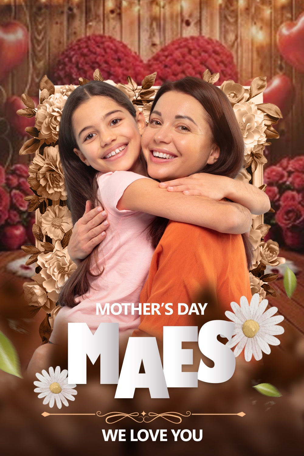 Mother's Day Photo Backdrop Elegant Golden Roses Personalised Backdrop BRP3-117