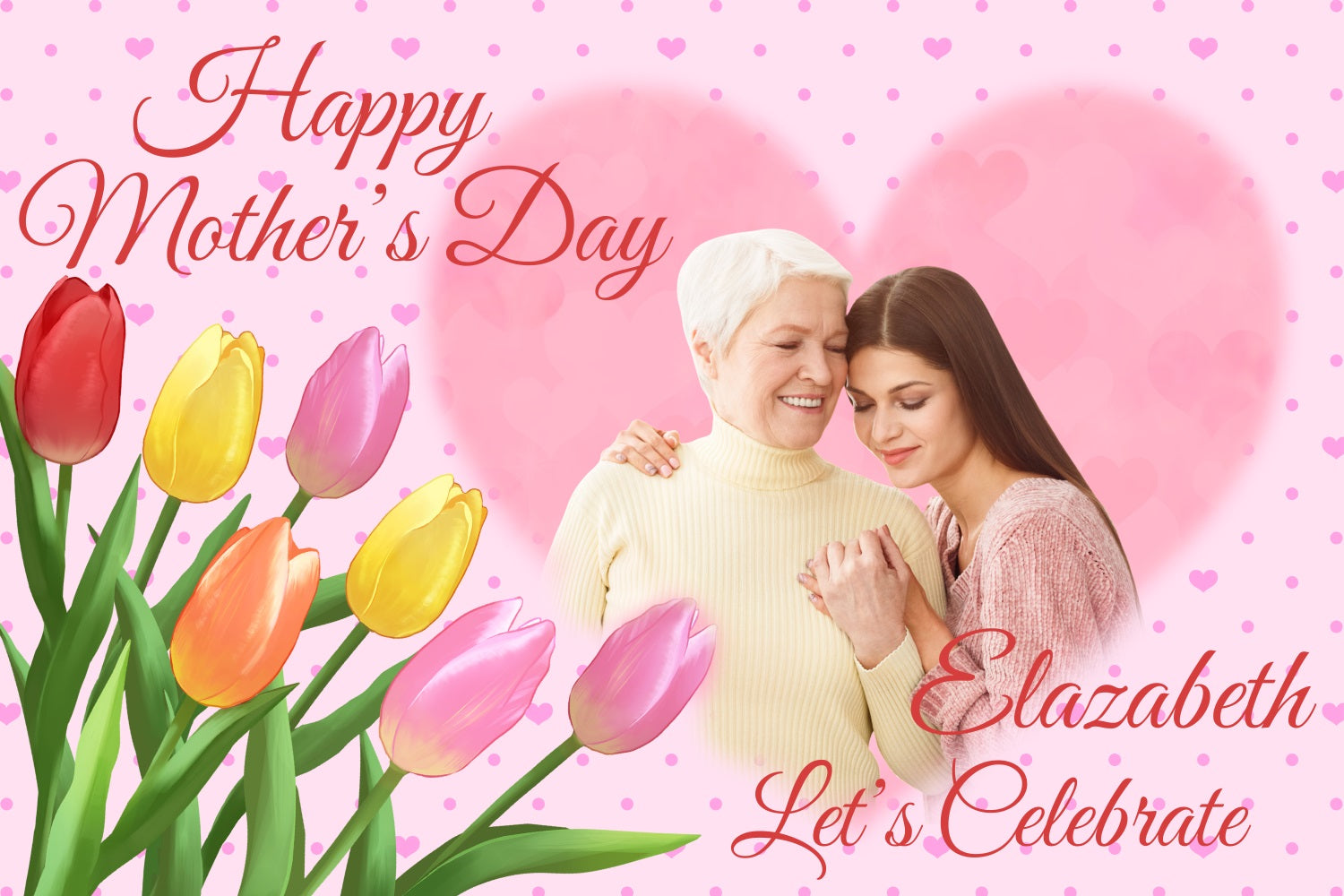 Mothers Day Photo Backdrops Tulip Heart Love Custom Backdrop BRP3-130