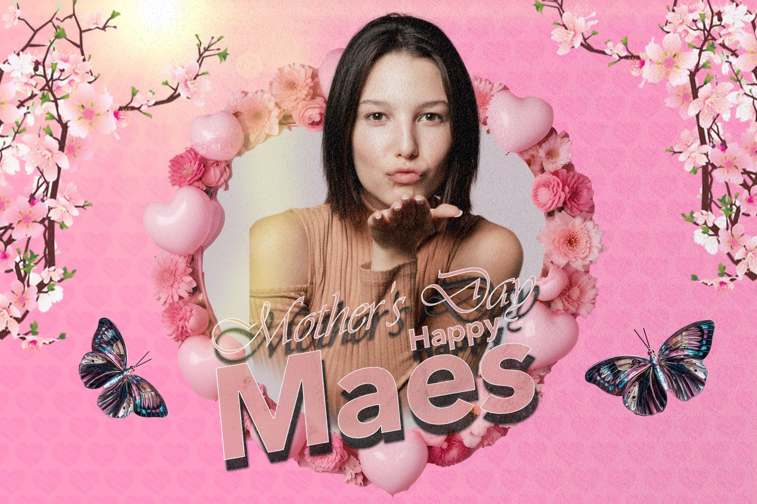 Mothers Day Backdrop Cherry Heart Frame Personalised Backdrop BRP3-135
