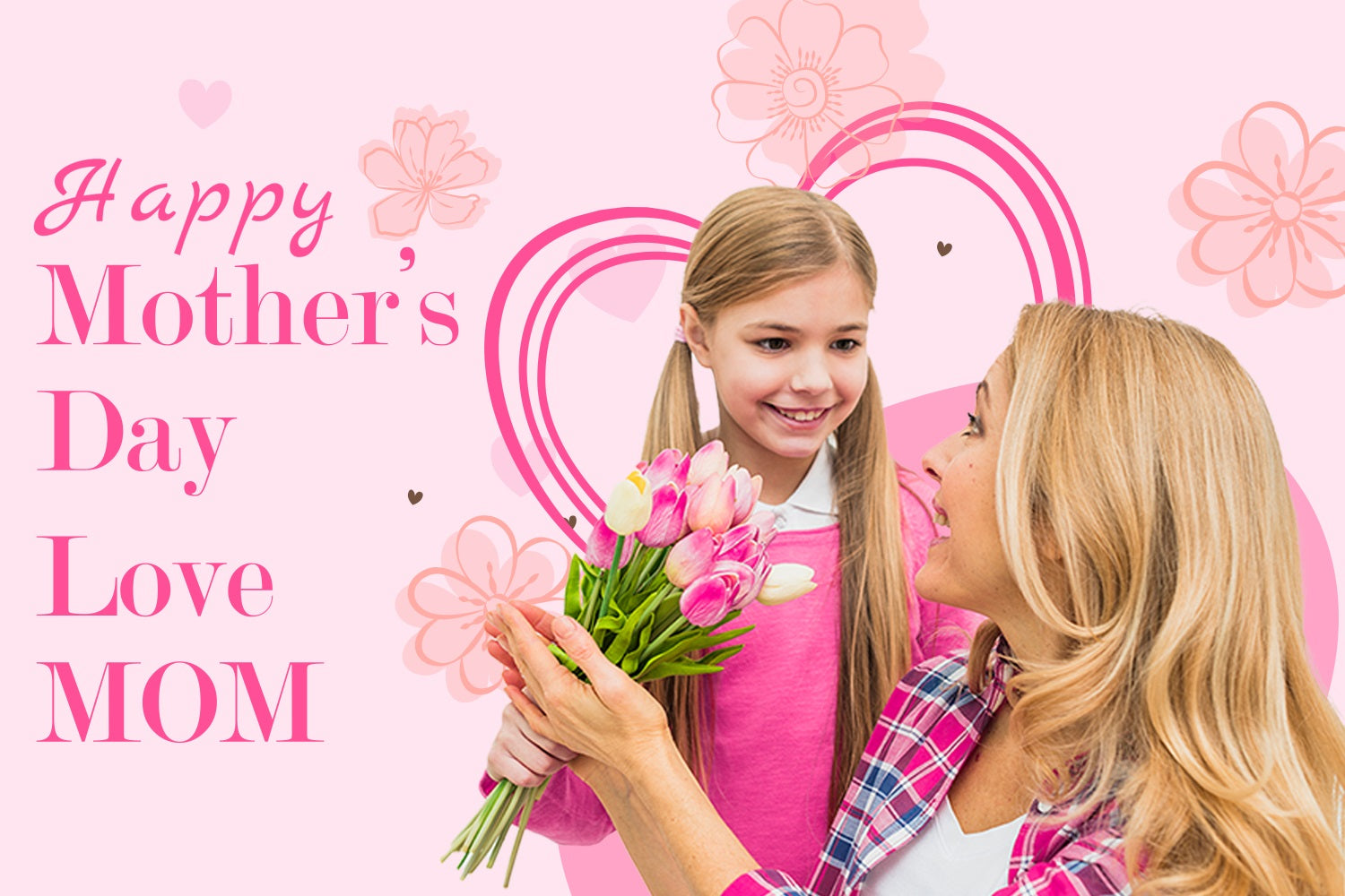Mothers Day Photo Backdrop Floral Pink Elegance Customized Backdrop BRP3-141