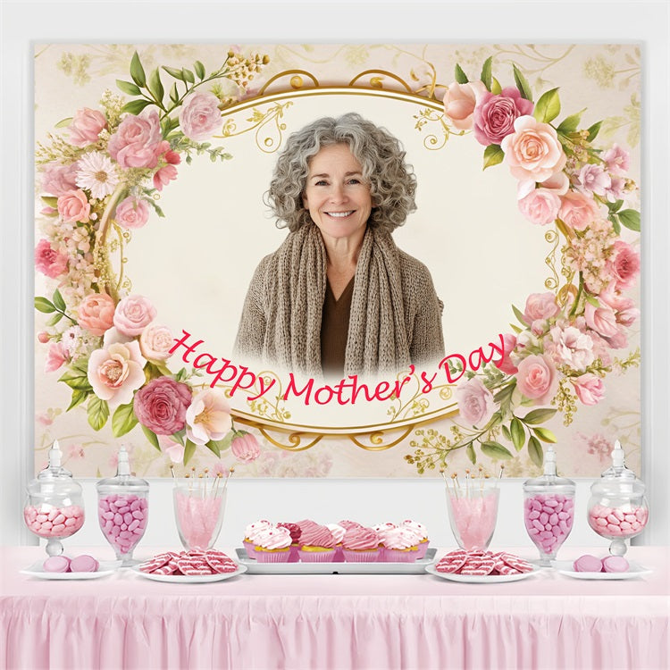Happy Mother's Day Backdrop Vintage Rose Frame Custom Backdrop BRP3-148