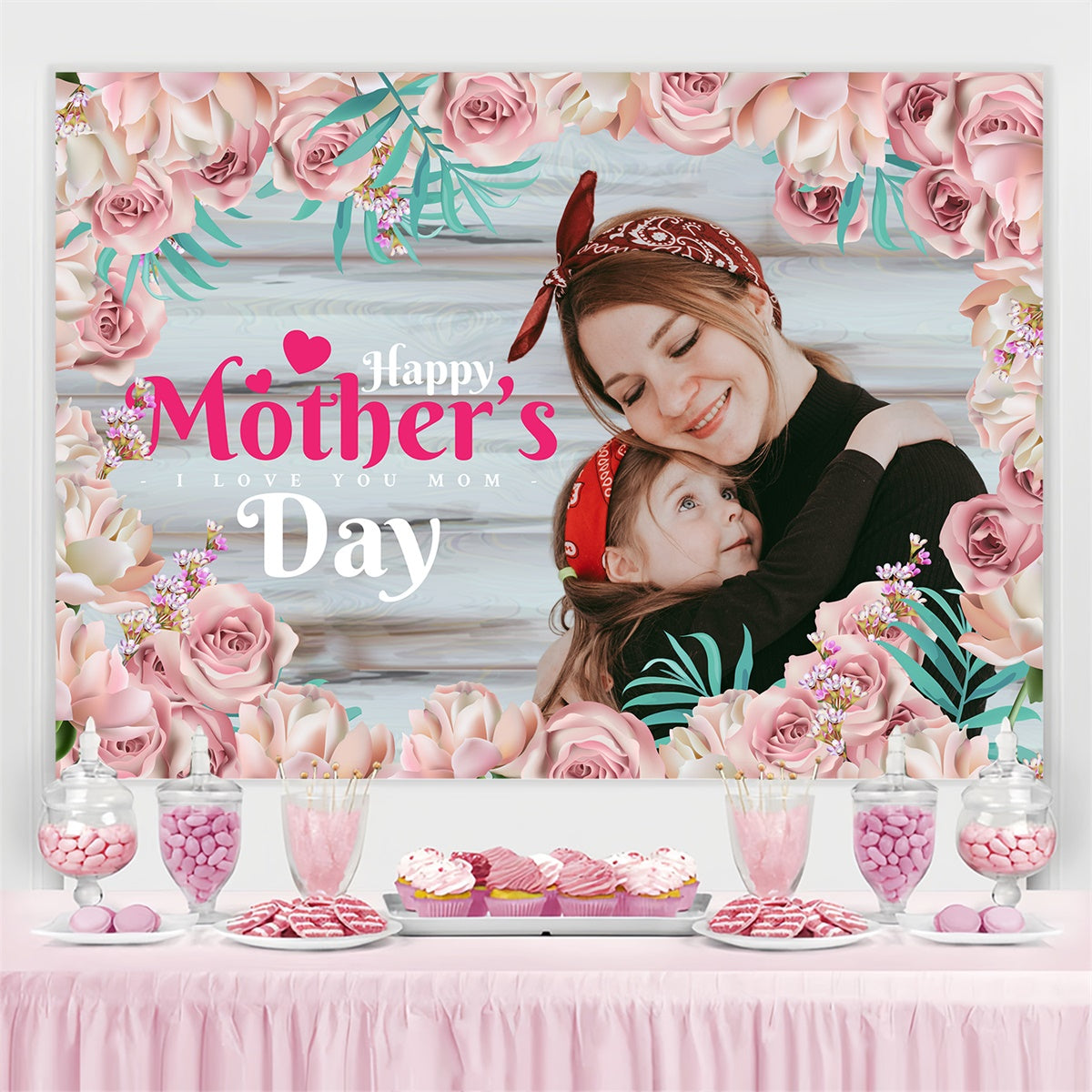 Backdrops For Mother's Day Delicate Floral Wood Custom Backdrop BRP3-170