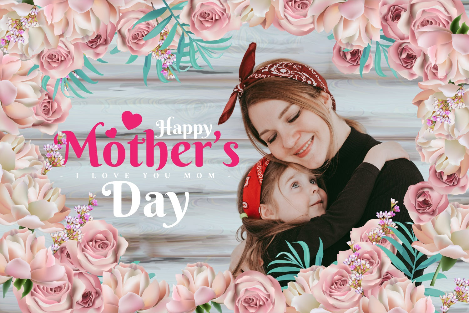 Backdrops For Mother's Day Delicate Floral Wood Custom Backdrop BRP3-170