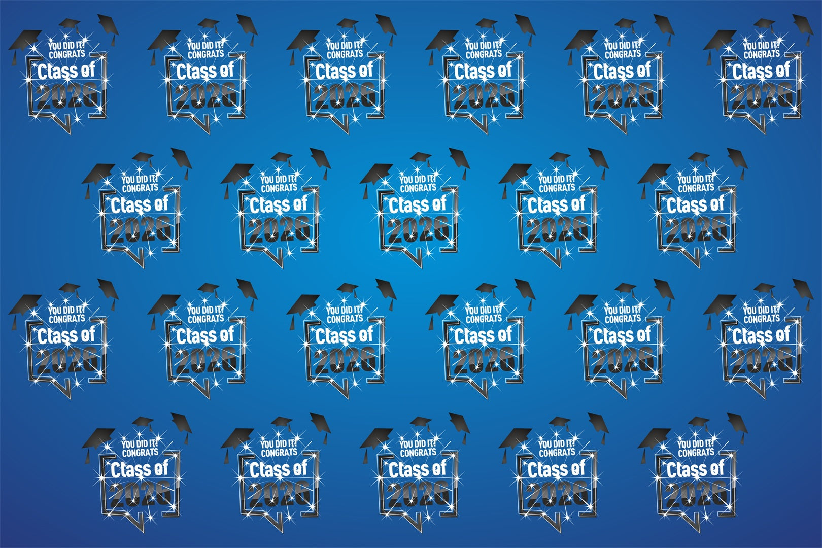 Custom Graduation Backdrop Dazzling Cap Blue Graduation Party Backdrop BRP3-17