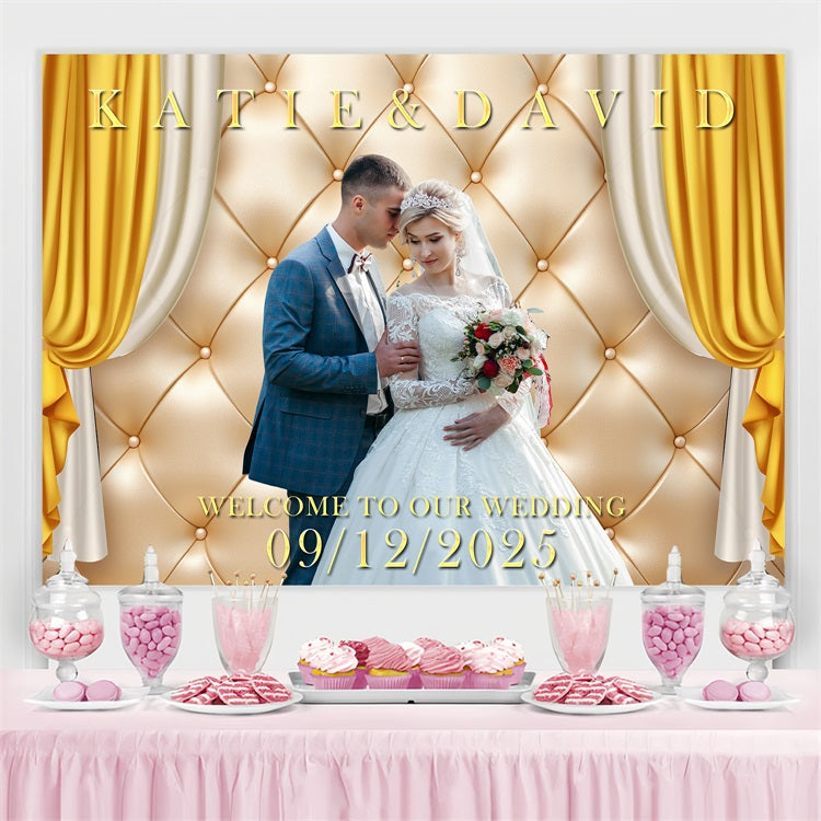 Wedding Photo Backdrop Golden Curtain Celebration Personalised Backdrop BRP3-191