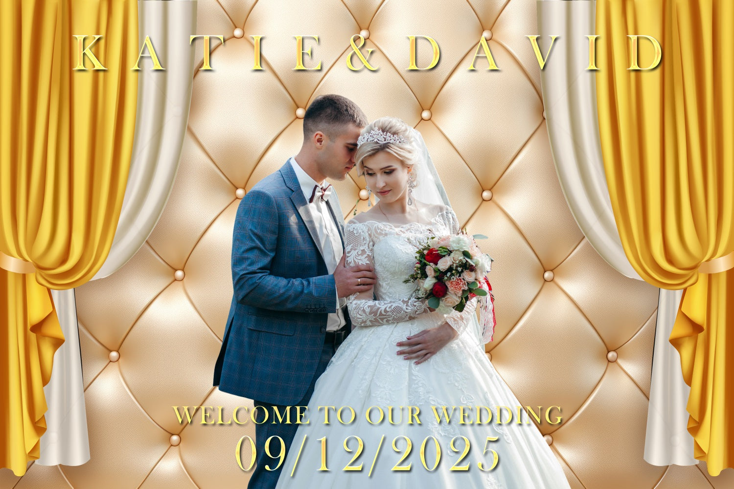 Wedding Photo Backdrop Golden Curtain Celebration Personalised Backdrop BRP3-191