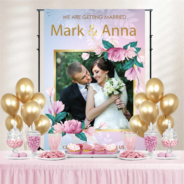 Backdrop For Wedding Floral Frame Personalised Backdrop BRP3-195