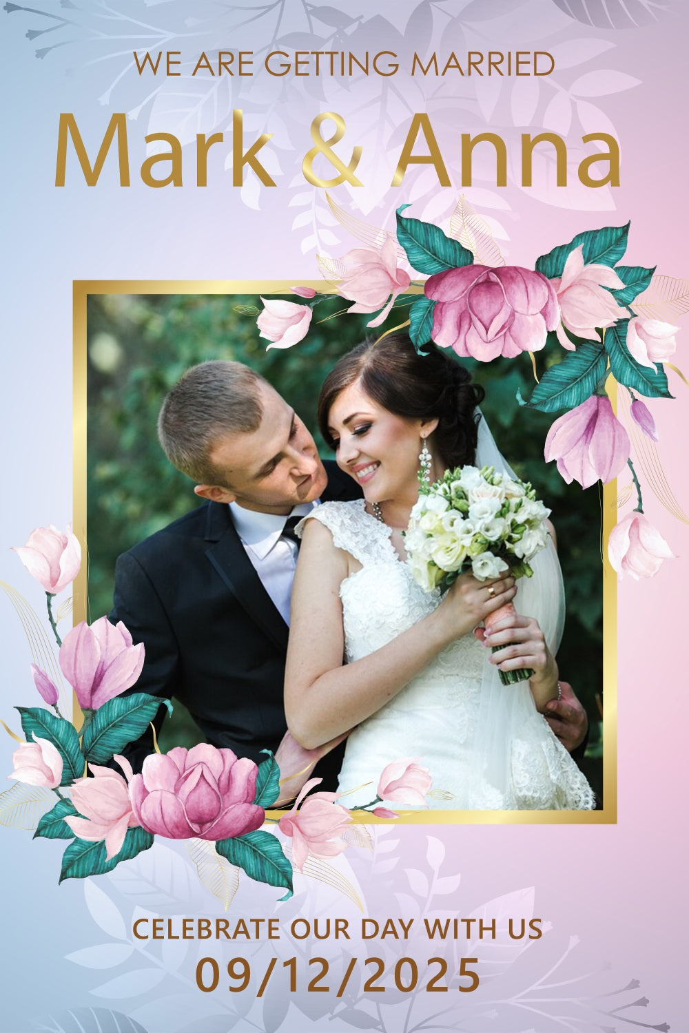 Backdrop For Wedding Floral Frame Personalised Backdrop BRP3-195