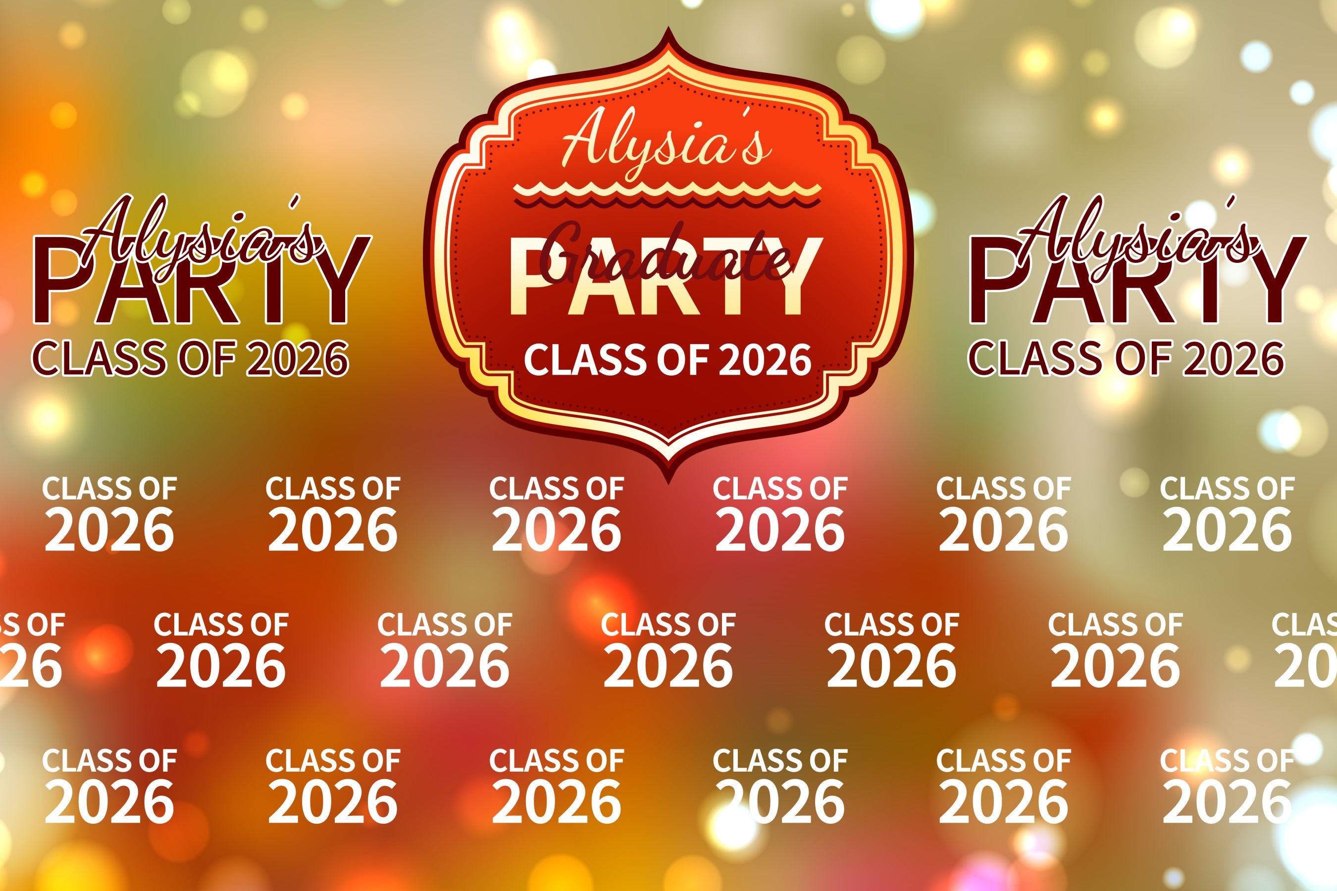 Custom Graduation Backdrop Red Gold Elegant Graduation Party Backdrop BRP3-19