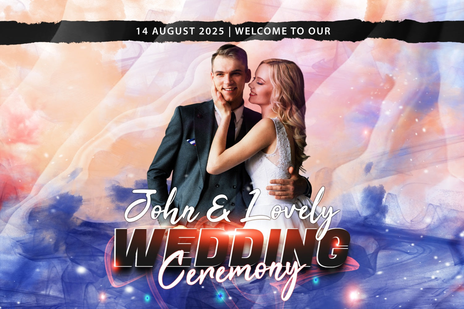 Wedding Backdrops Watercolor Abstract Personalized Backdrop BRP3-206