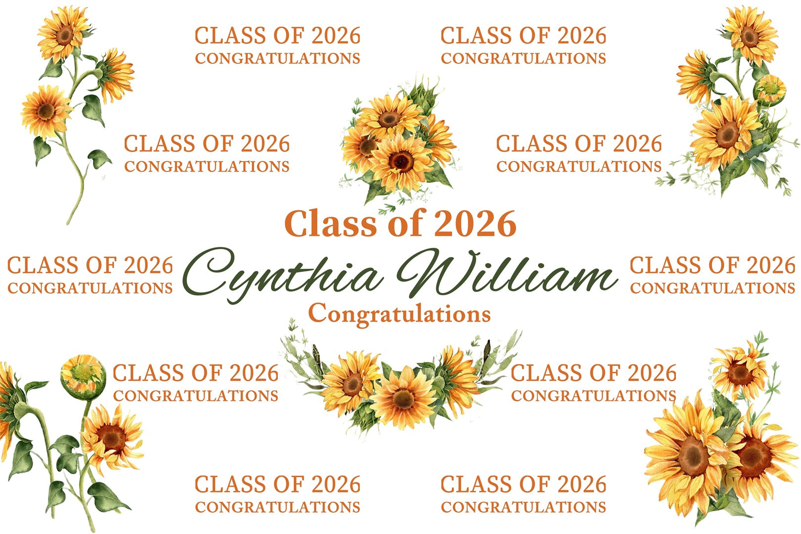 Personalized Graduation Backdrops Chic Sunflower Graduation Party Backdrop BRP3-20