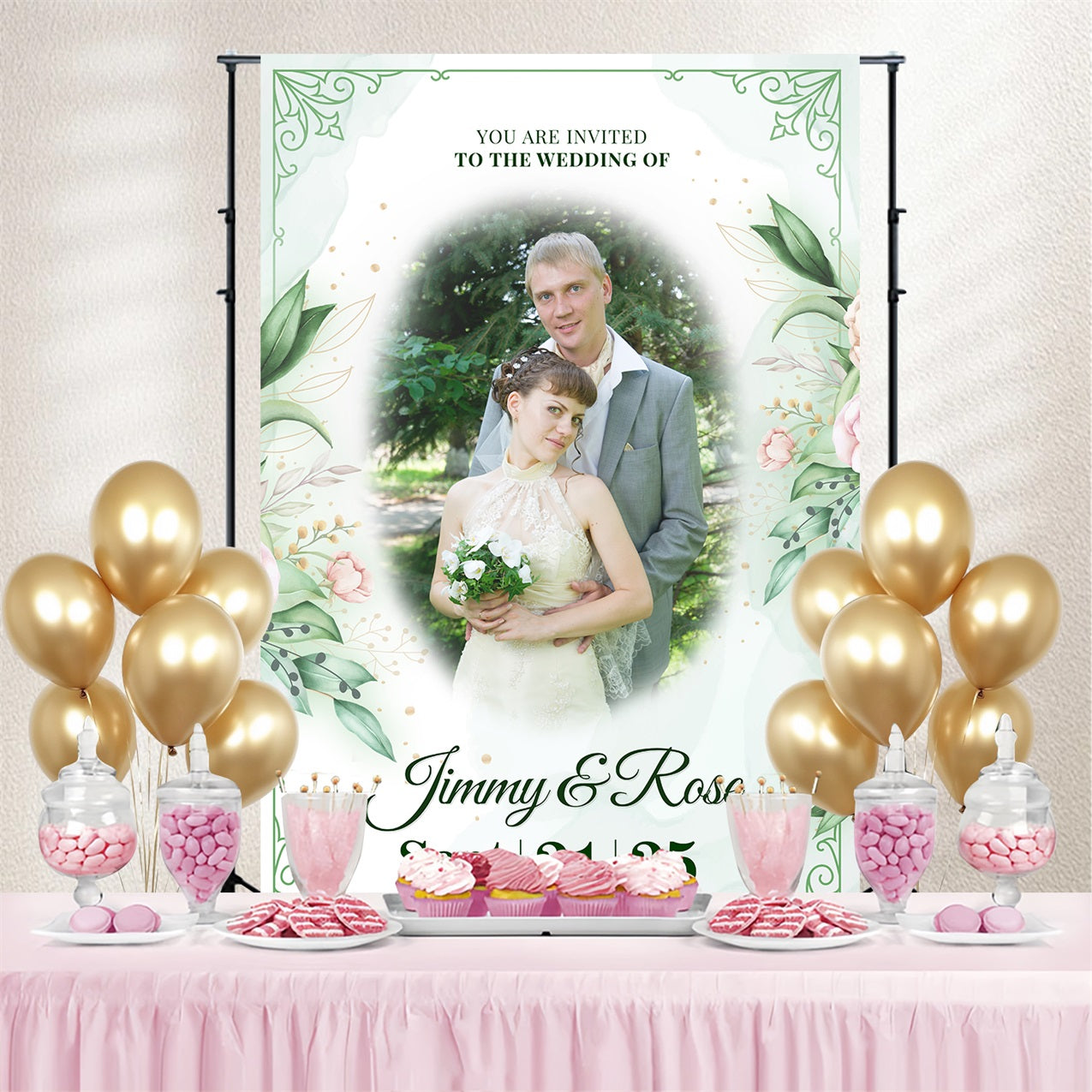 Wedding Backdrops Greenery Floral Custom Backdrop BRP3-211