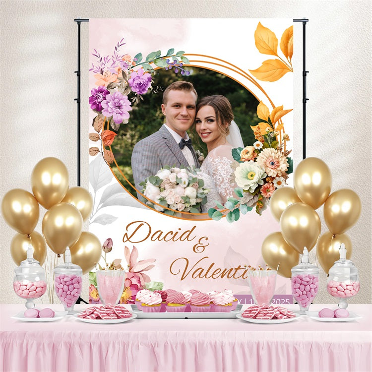 Wedding Photo Backdrop Love Circle Wreath Personalised Backdrop BRP3-213