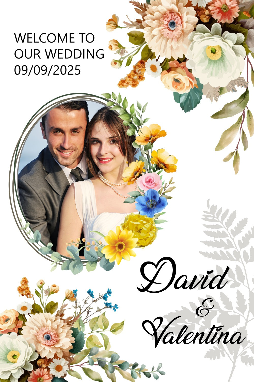 Wedding Floral Backdrop Floral Border Party Personalized Backdrop BRP3-214