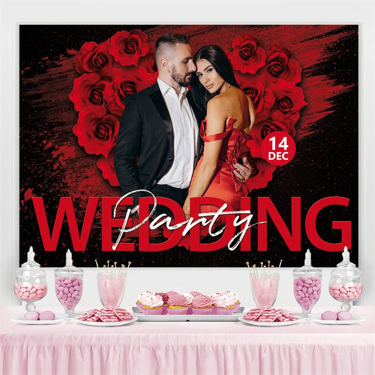 Photo Backdrop Wedding Red Rose Party Personalized Backdrop BRP3-219
