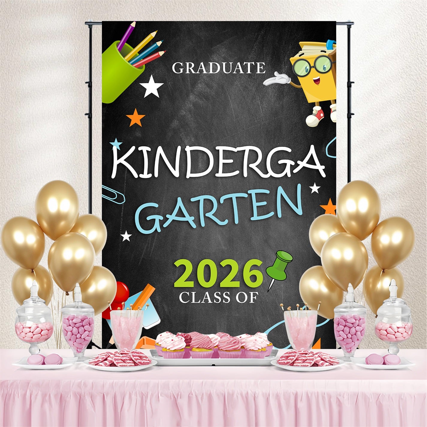 Preschool Graduation Backdrop Stationery Kindergarten Graduation Party Backdrop BRP3-22
