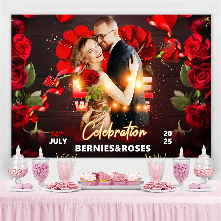 Wedding Ceremony Backdrop Rose Petals Love Custom Backdrop BRP3-220