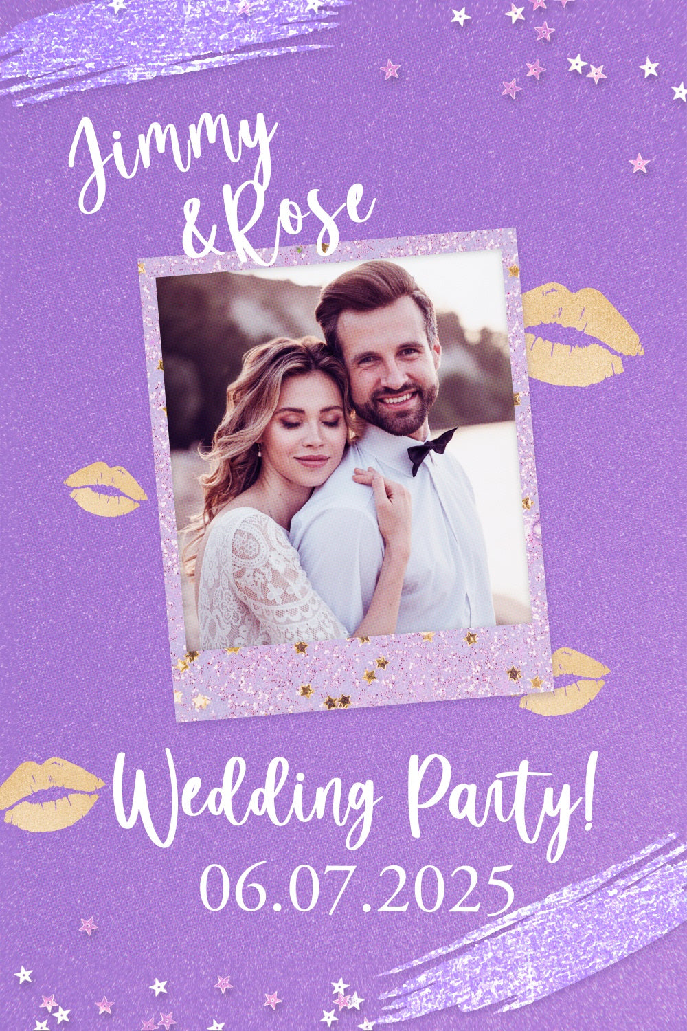 Photo Backdrop Wedding Purple Glitter Personalised Backdrop BRP3-226
