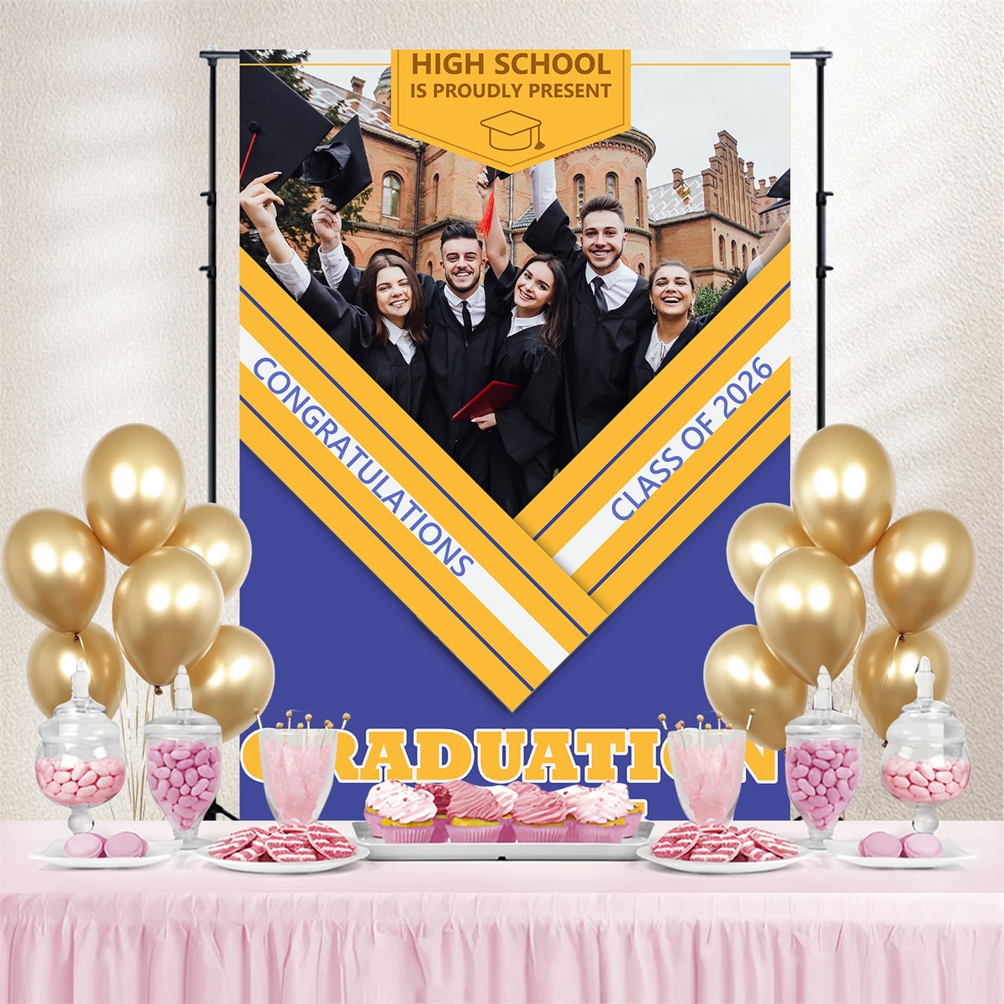 Graduation Backdrop Photoshoot High School Personalized Party Graduation Backdrop BRP3-232