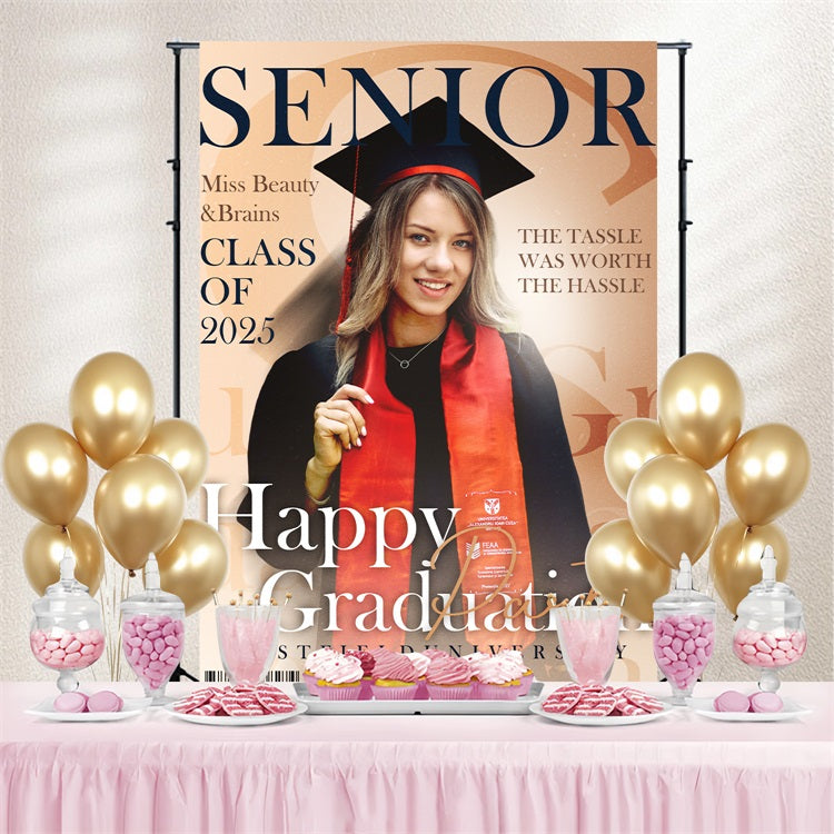 Graduated Backdrop Beauty Brains Custom Party Graduation Backdrop BRP3-239