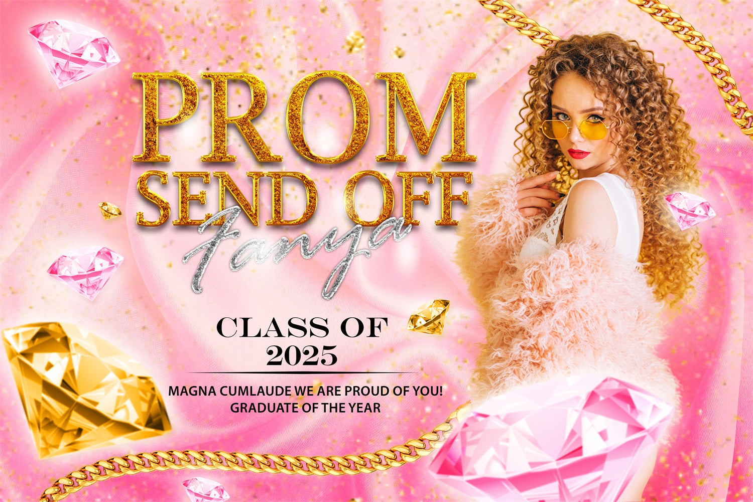 Prom Backdrop Glitter Diamonds Personalised Party Graduation Backdrop BRP3-242