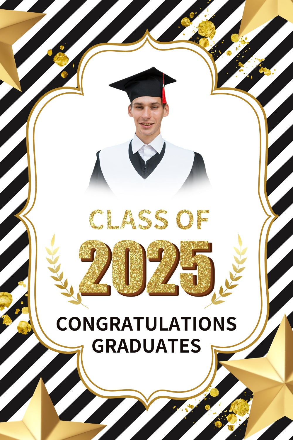 Graduation Portrait Backdrop Modern Striped Glitter Custom Party Graduation Backdrop BRP3-243