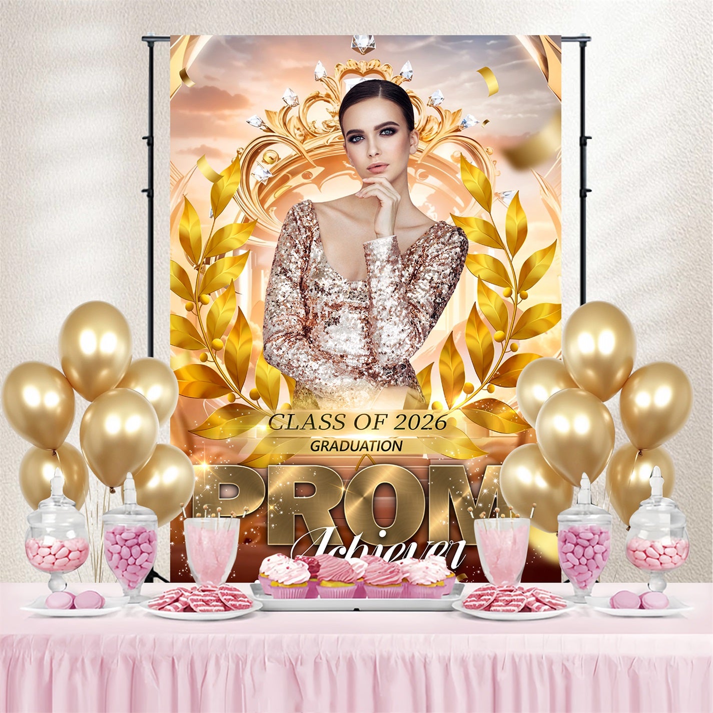 Personalized Graduation Backdrop Luxurious Prom Graduation Party Backdrop BRP3-26
