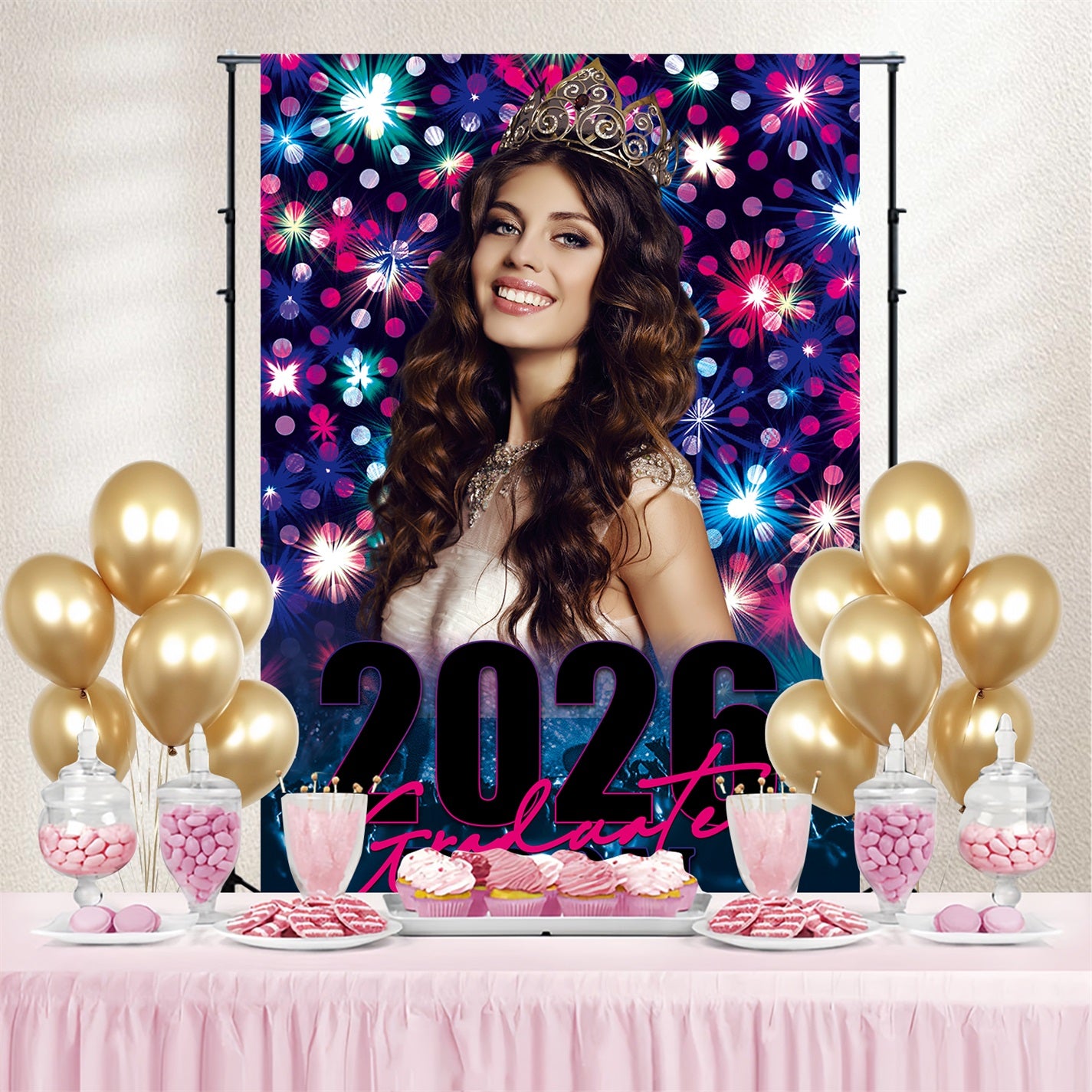 Personalized Graduation Backdrops Gleaming Prom Graduation Party Backdrop BRP3-29