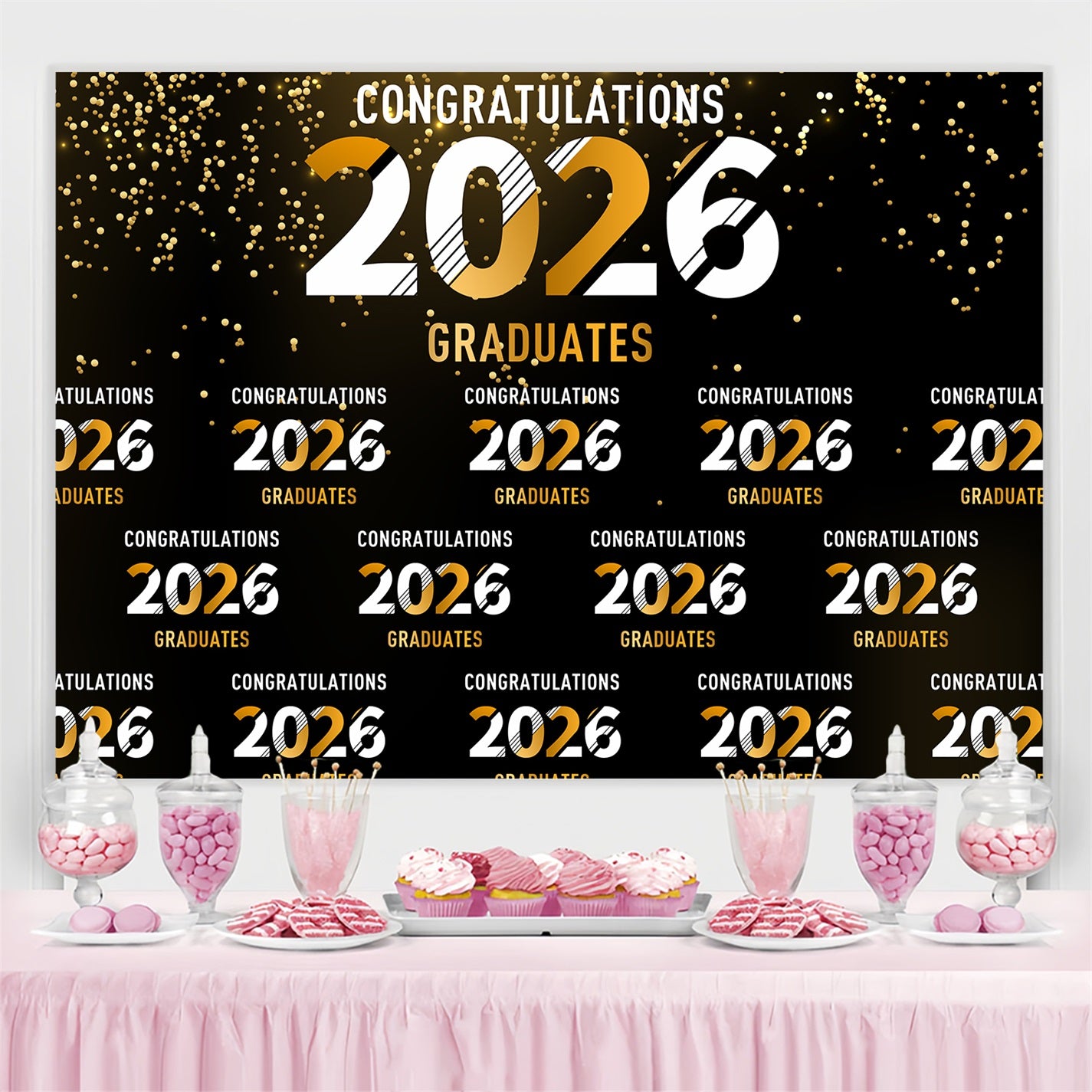 Custom Graduation Backdrop Sparkling Celebration Graduation Party Backdrop BRP3-4