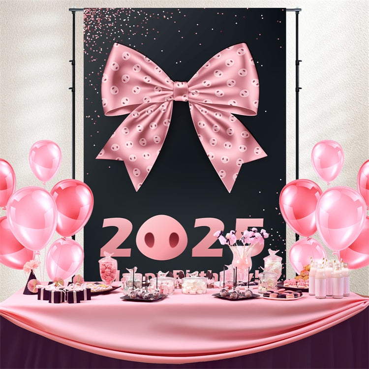 Personalized Backdrop For Birthday Elegant Pink Bow Backdrop BRP3-58