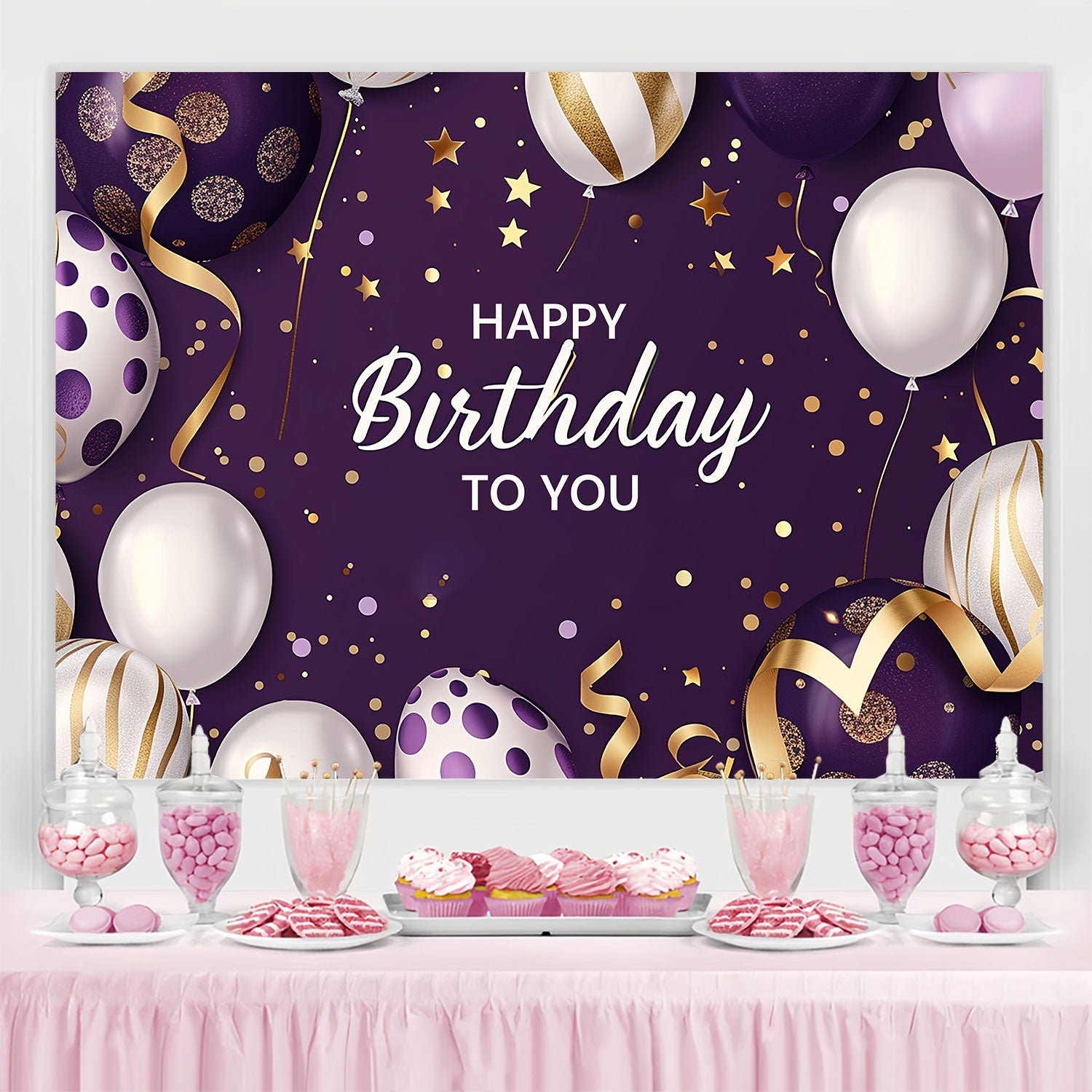 Custom Made Birthday Backdrops Elegant Balloons Glam Backdrop BRP3-67