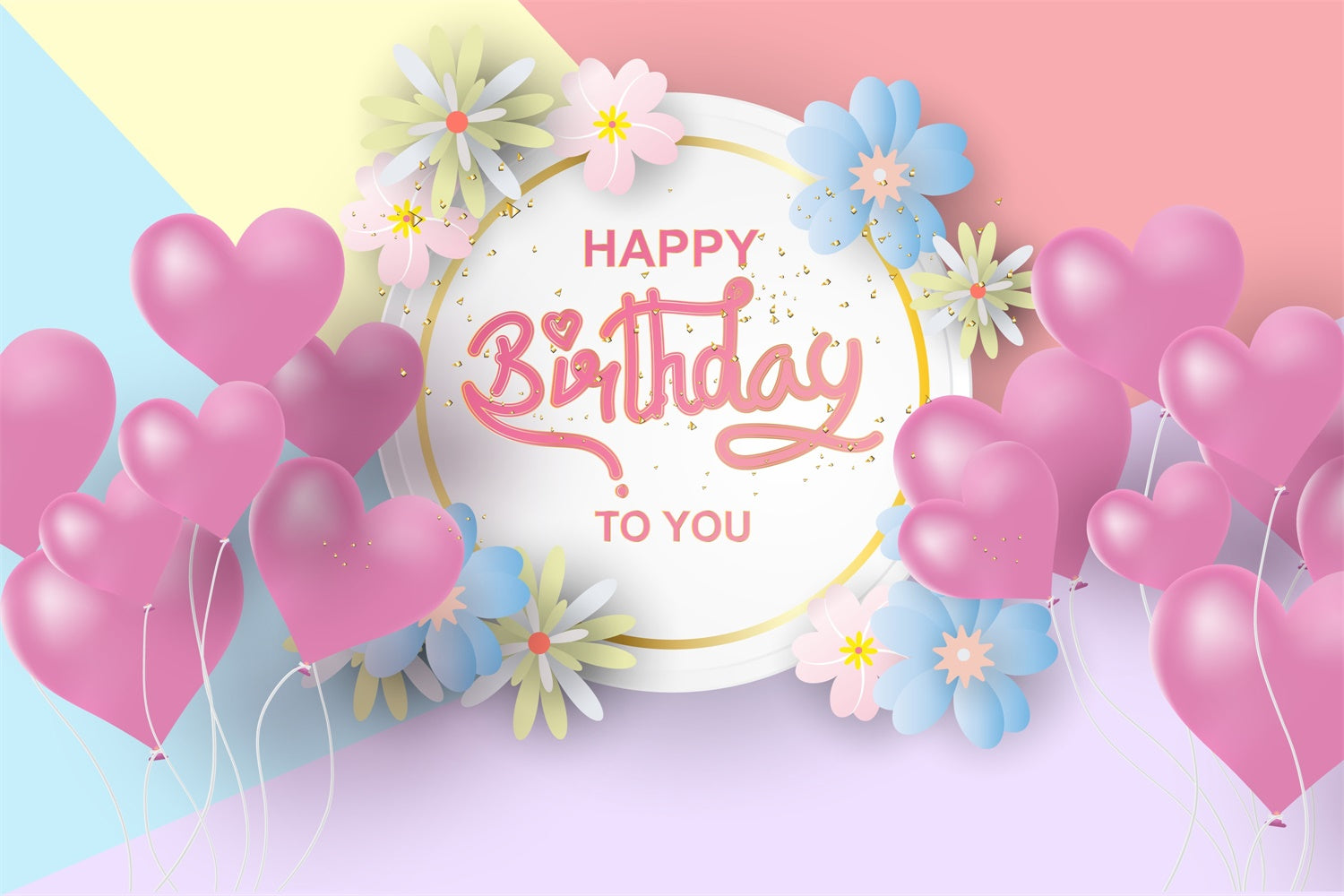 Customize Backdrop For Birthday Romantic Floral Balloon Backdrop BRP3-73