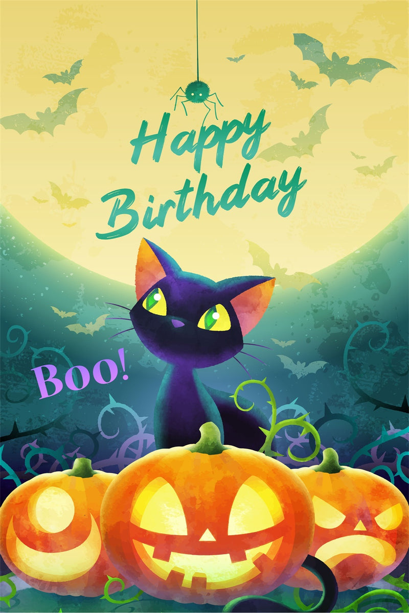 Customized Backdrop For Birthday Black Cat Spooky Backdrop BRP3-89