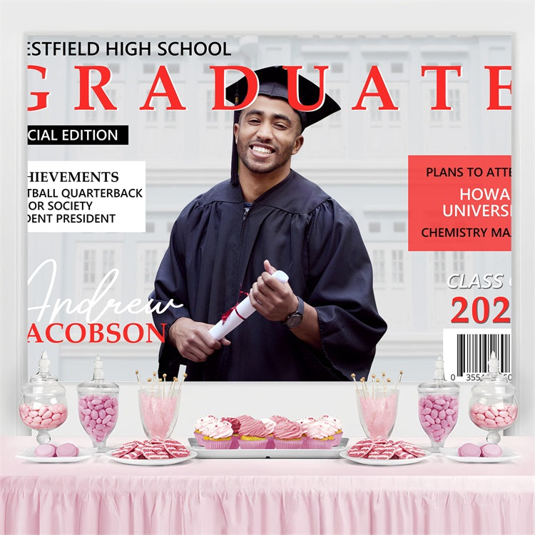 Custom Graduation Backdrop Magazine Layout Style Graduation Party Backdrop BRP4-154