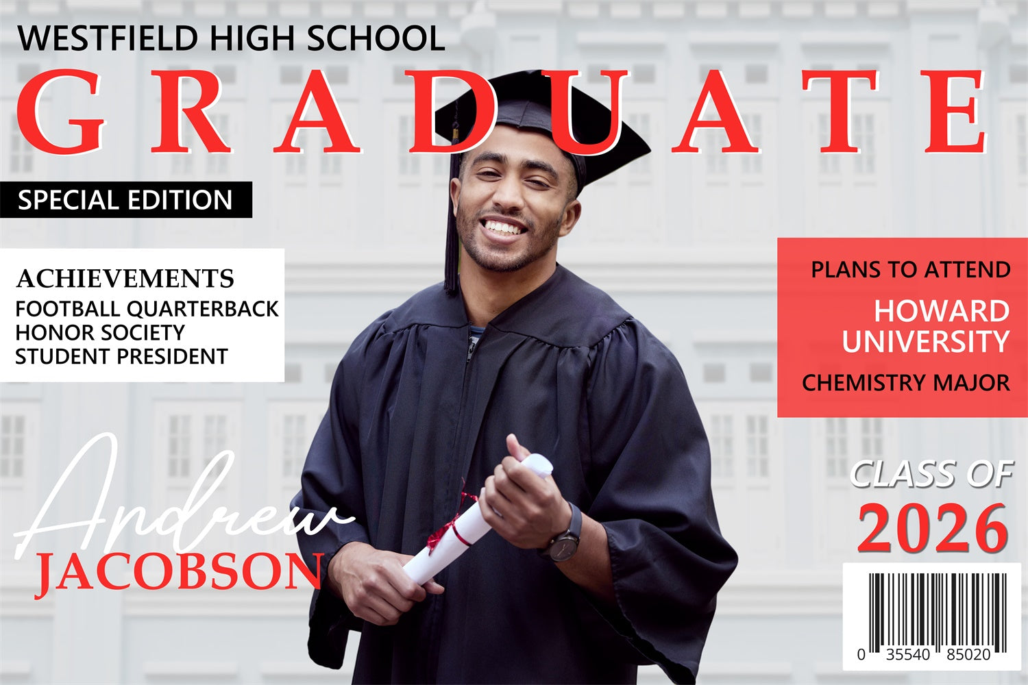 Custom Graduation Backdrop Magazine Layout Style Graduation Party Backdrop BRP4-154