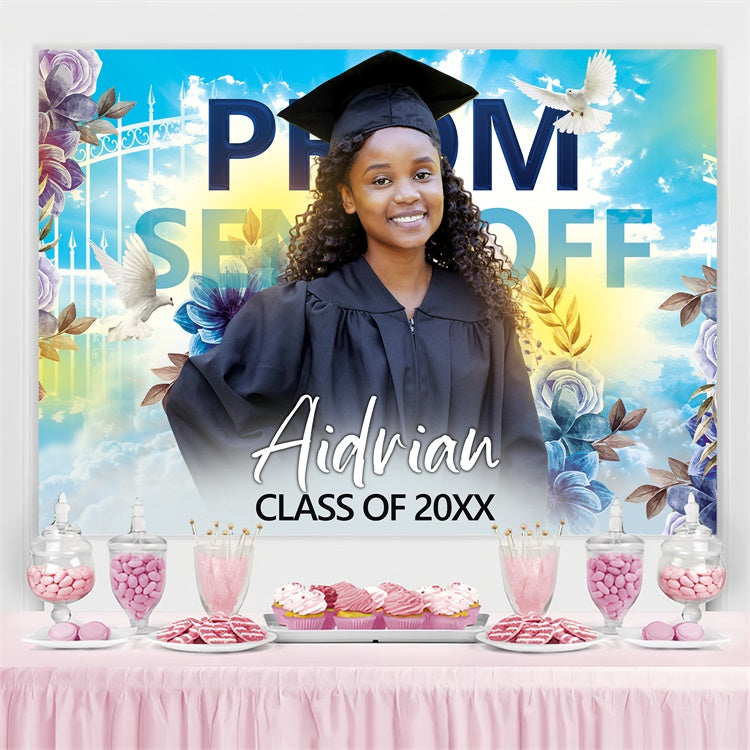 Prom Backdrops Pastel Flower Doves Graduation Party Backdrop BRP4-157