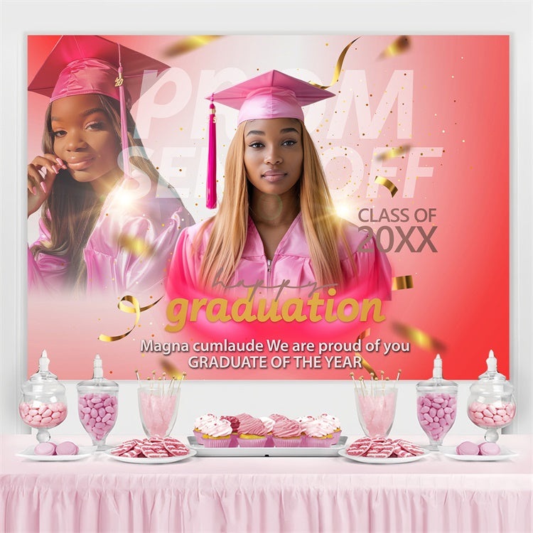 Prom Photo Backdrop Gradient Coral Custom Graduation Party Backdrop BRP4-159