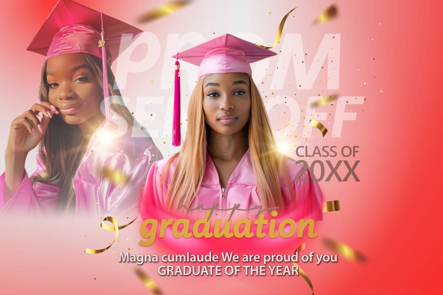 Prom Photo Backdrop Gradient Coral Custom Graduation Party Backdrop BRP4-159