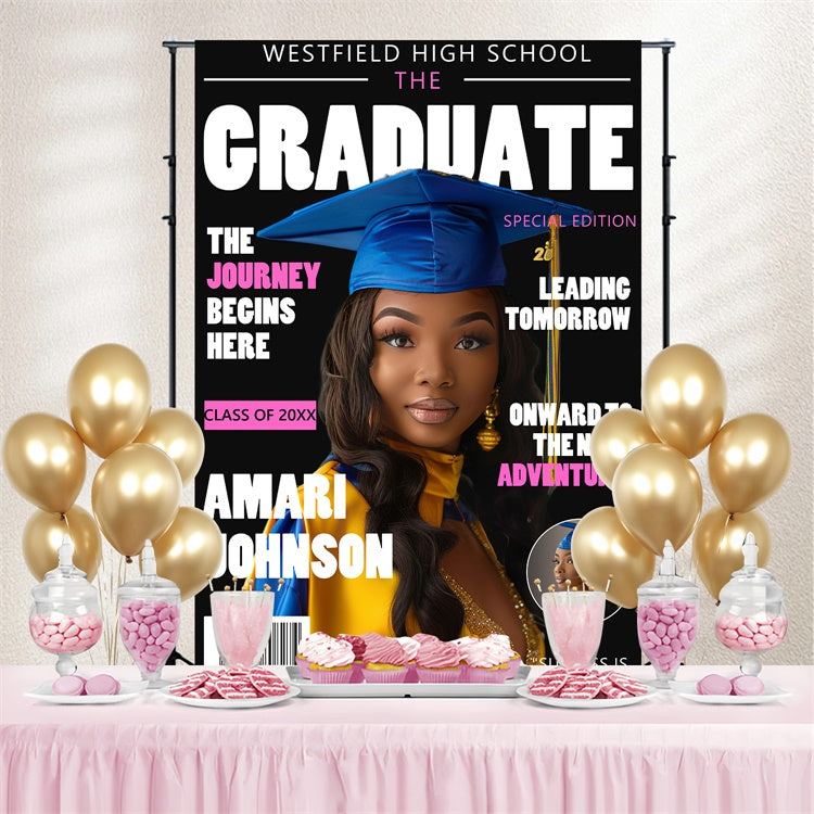 Custom Graduation Backdrops Magazine Style Graduation Party Backdrop BRP4-160