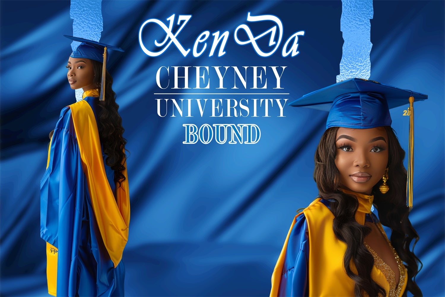 Blu Backdrop Graduation Personalized Graduation Backdrop Satin Blue Graduation Party Backdrop