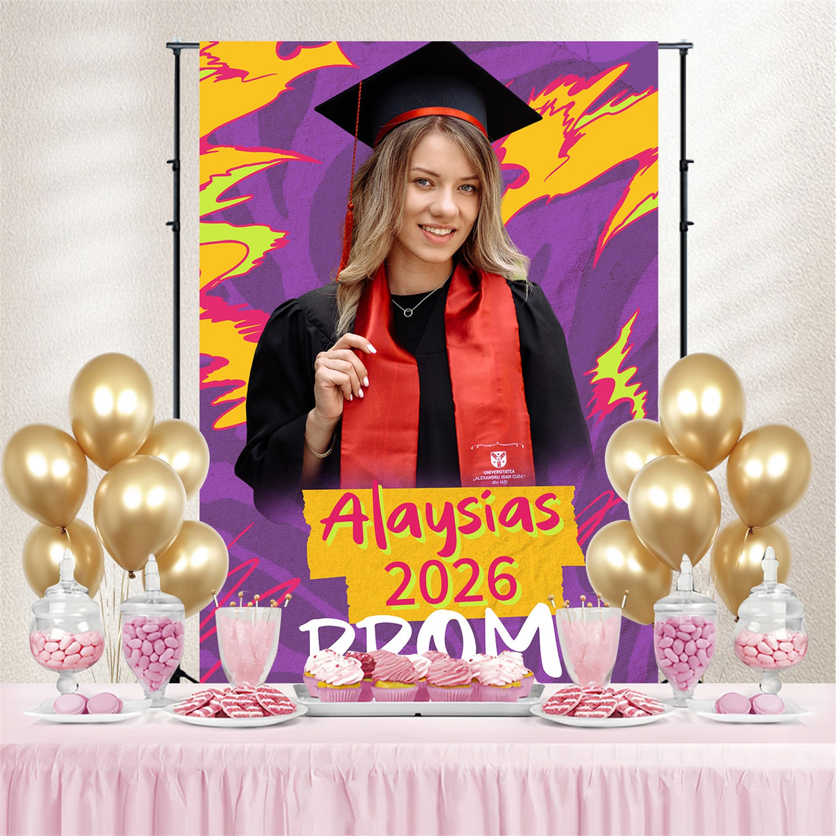 Prom Backdrops Graffiti Style Bold Graduation Party Backdrop BRP4-169