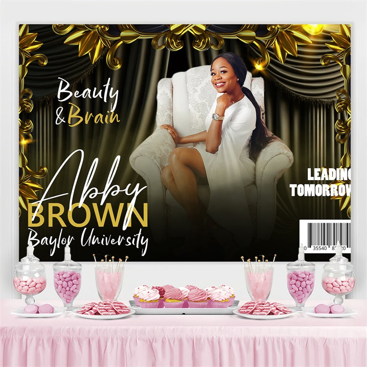 Customized Graduation Backdrop Golden Glamorous Graduation Party Backdrop BRP4-180